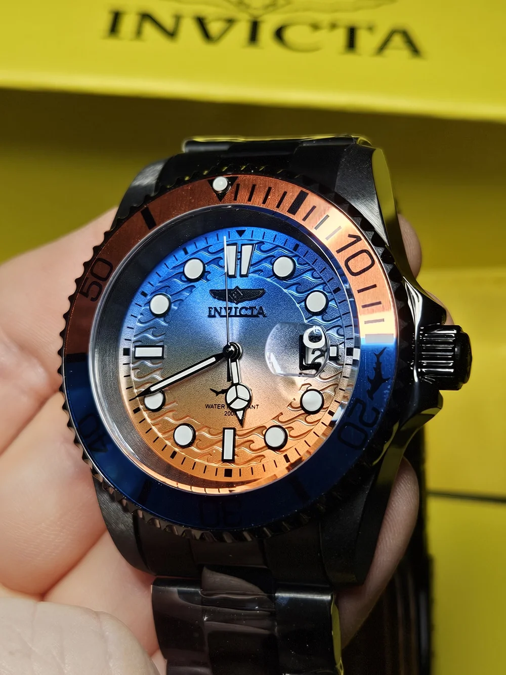 NWT Invicta Pro Diver Vectide Sunset Watch Black Stainless Steel 50976